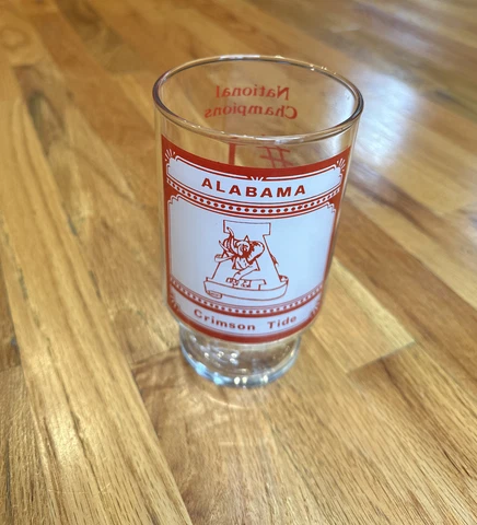 Vintage 1979 Alabama Crimson Tide National Champions Football Glass Cup Cover