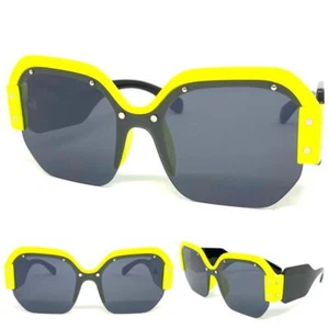 Oversized Exaggerated Classic Elegant Modern Retro SUNGLASSES Large Yellow Frame - Picture 1 of 6