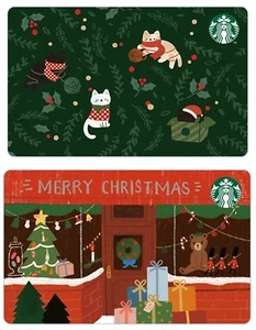 Starbucks Corea 2021 Natale Giocattolo Store Card + Gatti Card Set 2pz Carta Tracciamento - Foto 1 di 4
