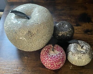 Ornaments Apples X4 set bling - Picture 1 of 4