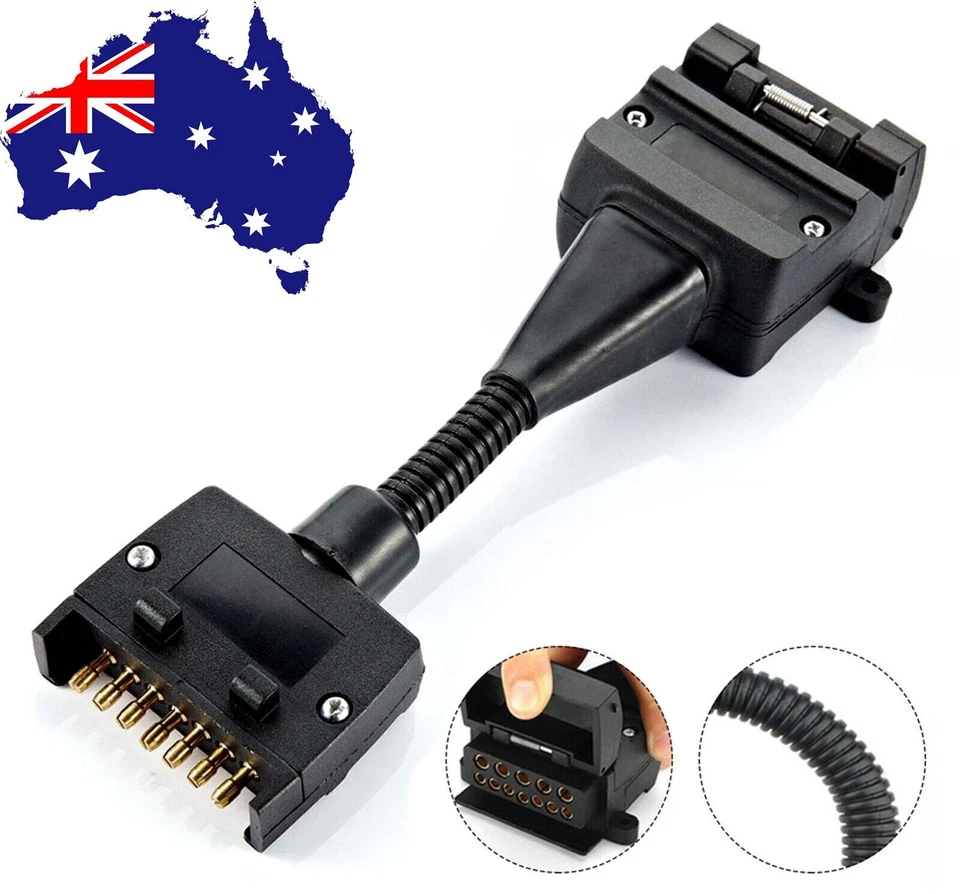12 Pin Female Socket to 7 Pin Flat Male Plug Trailer Adaptor Caravan Connector - image 1 of 4