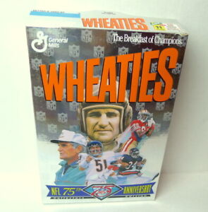 NFL 75th Anniversary Baugh Butkus Payton Rice Shula 1994 Wheaties Cereal Box