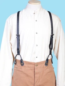 WAHMAKER by SCULLY OLD WEST ACCESORIOS TIRANTES TRENZADOS DE CUERO.HECHO EN EE. UU. - Imagen 1 de 4