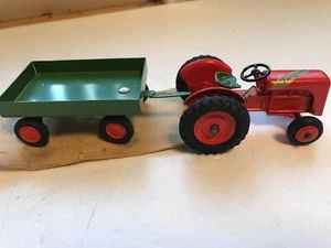 TEKNO.VINTAGE.FARM.VERY RARE.MASSEY FERGUSON TRACTOR & 4 WHEEL FARM TRAILER.MINT - Picture 1 of 14