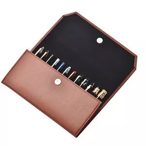 12 ranuras estuche para pluma estilográfica, soporte de pantalla marrón PU impermeable - Imagen 1 de 7