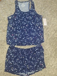 Joyspun Women's Size Large Tank Top and Shorts PJ Set, 2-Piece Nautical (Eb27) - Picture 1 of 2