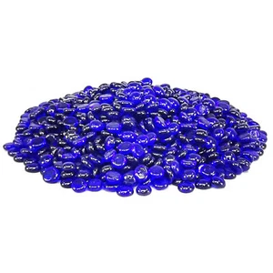 10 lbs Round Fire Glass Propane Fire Pit Fireplace Glass Rocks Shinny Cobaltblue - Picture 1 of 8
