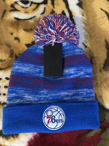 Philadelphia 76ers NBA Strick Bommel Beanie Strumpfmütze Kappe blau rot Einheitsgröße - Bild 1 von 5
