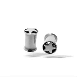 NEW PAIR 8G (3MM) STAR DOUBLE FLARED TUNNELS PLUGS body jewelry