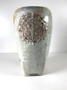 Green Glazed Ceramic Vase 12" High Tuscan Style Pottery Italy-Inspired Decor - Picture 1 of 12