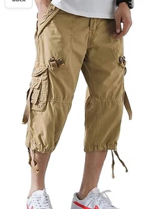 Mens Long Cargo Shorts Loose Fit Multi-Pocket Outdoor 18" inseams - Picture 1 of 7