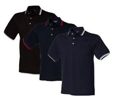 Henbury Contrasto Doppio a Punta Cotone Piqu Misura Polo SPORTS Camicia - Righe