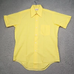 Vintage Val Mark Permanent Press Shirt Mens Size 15.5 Yellow New Deadstock Disco - Picture 1 of 12