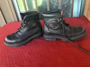harley davidson womens leather boots 6 black lace ankle 6" 84073 bar chukka - Picture 1 of 8