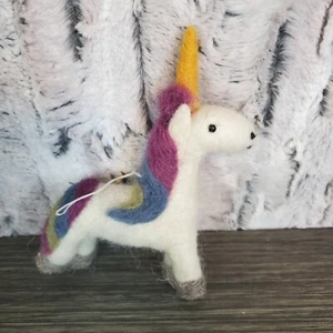 Felted Wool Unicorn Ornament Whimsical Fantasy Tree Decoration 6" EXCELLENT - Imagen 1 de 5