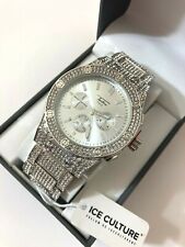 Techno Pave Men's Stainless Steel Iced Micro Pave Metal Band Watches 9195-103