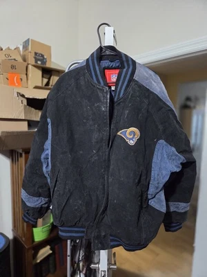 Chaqueta Universitaria Bombardero NFL Vintage St. Louis Rams Bordada Talla XL Cuero  Foto 1 de 4
