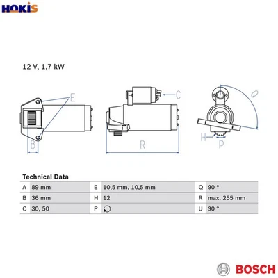 STARTER 0 986 025 830 FOR FORD TRANSIT/V363/Bus/Platform/Chassis/Van USRA 2.2L - Image 1 of 4
