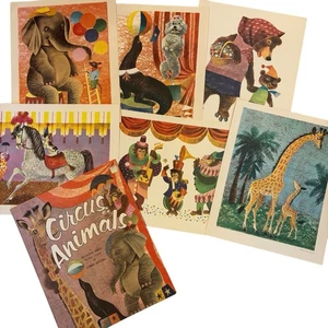 Zirkustiere Vintage 1958 Mappe 6 Drucke Illustrator Leonard Weisgard 16x13 - Bild 1 von 15