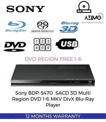 Sony BDP-S470 Multi Region DVD 1-6 SACD Blu-Ray Player WARRANTY 3D MKV DivX - Image 1 of 4