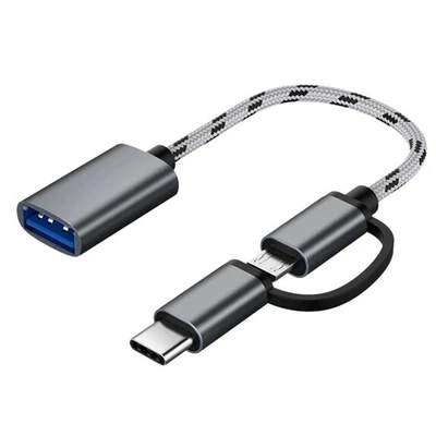 2 im 1 USB OTG Kabel Typ C / Micro-USB zu USB 3.0 Adapter Geflochtenes Date2789 - Bild 1 von 4