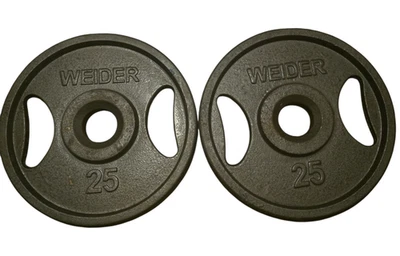 Par de placas de peso Weider Grip 2" de 25 lb | 50 lb en total | Lote de 2 placas Foto 1 de 4