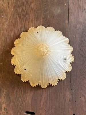 Vintage Art Deco Glass Sunburst Shade 3 Chain Holder 11.5” Salvaged Light - Image 1 of 4