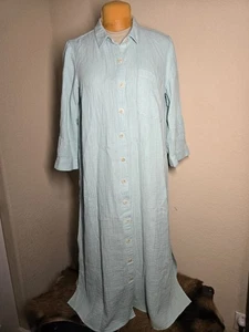 New! J. Jill Teal 100% Cotton Dress Adjustable Sleeves & Has Pockets Size Large - Picture 1 of 15