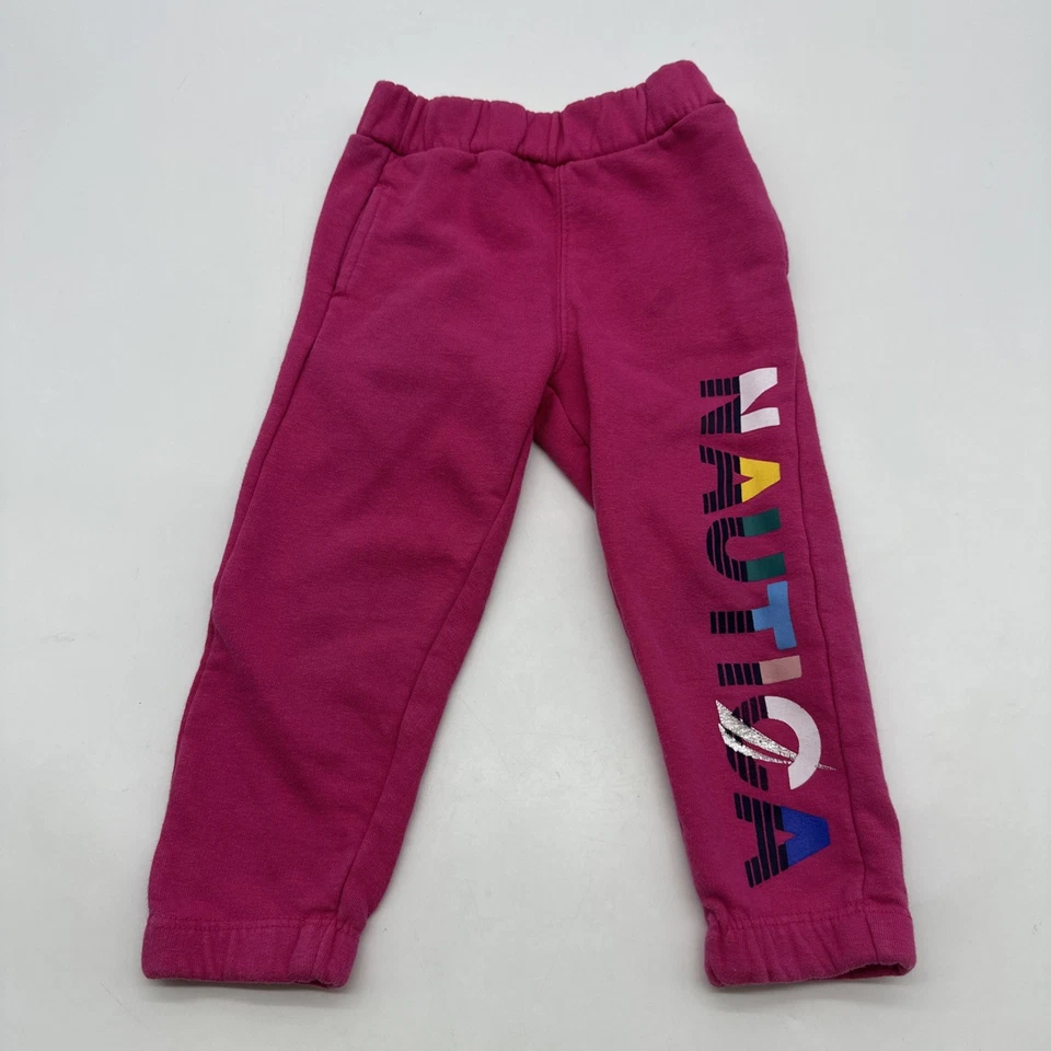Nautica 慢跑运动裤 学步儿童 女孩 尺寸 2t 粉红色口袋 标志 #37473 — 第 1/4 张图片