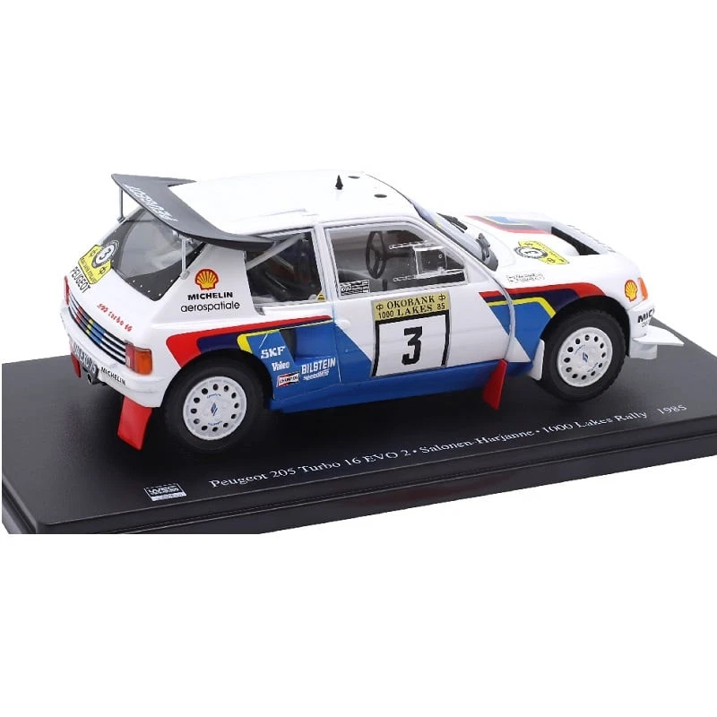 1:24 Peugeot 205 turbo 16 EVO 2 Salonen 1000 Lakes Rally 1985 Ixo Salvat Diecast - Immagine 1 di 2