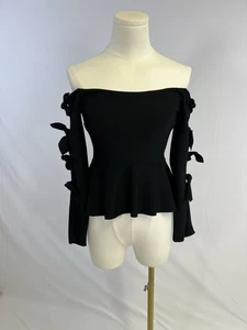 Bec & Bridge Black Cocktail Evening Dressy Top Women’s Size 4 Bow Sleeves - Picture 1 of 15