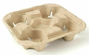 4 Cup Drink Cup Carrier, Cup Holder, Cup Carry Tray Biodegradable Pulp 300 Count - Picture 1 of 4