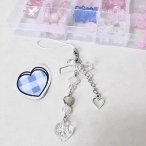 Handmade Heart Pendant Phone Lanyard Bowknot Keyring Decorations - Zdjęcie 1 z 8