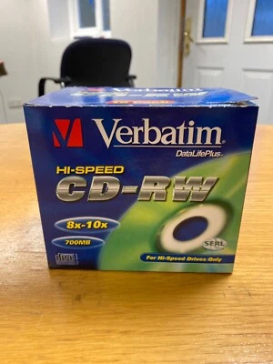 10 X VERBATIM CD-RW CDS FACTORY SEALED IN INDIVIDUAL CASES  - Image 1 of 2