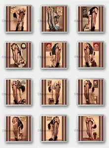 New, Quality Beer Drinks Coasters, Sexy Retro Pin Up's, Stockings & Suspenders - Picture 1 of 13