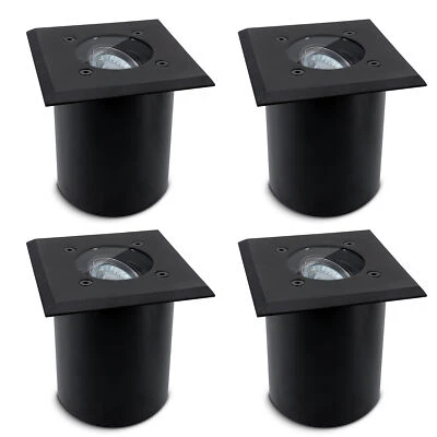 4 Stück Bodeneinbaustrahler JUAVI quadratisch schwarz schwenkbar IP67 GU10 230V - Bild 1 von 4