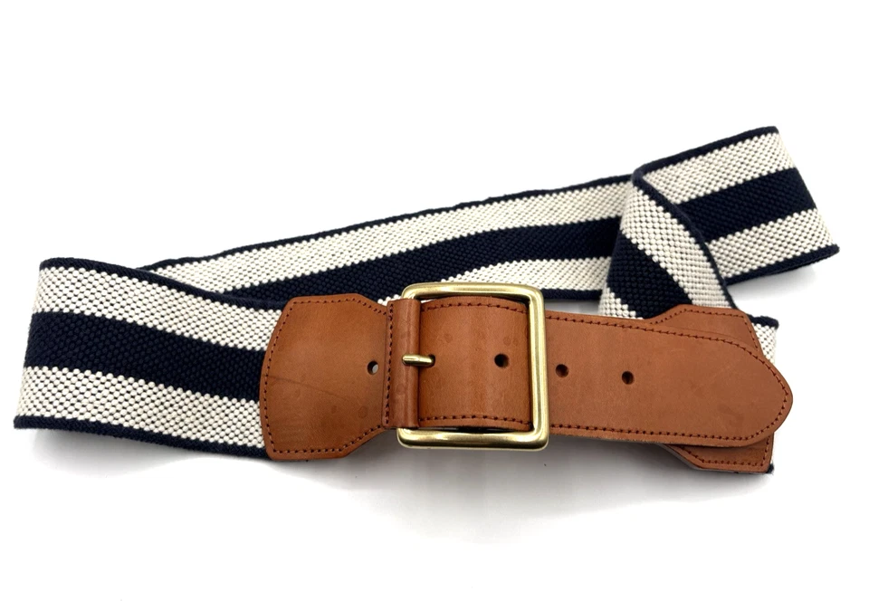 Brooks Brothers Women’s Belt Large Wide Leather Tab Nautical Stretch Preppy Hip - Image 1 of 4