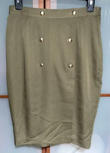 Bazaar Boutique Vintage 80s Military Army Button Up Straight Pencil Skirt Sz S - Picture 1 of 4
