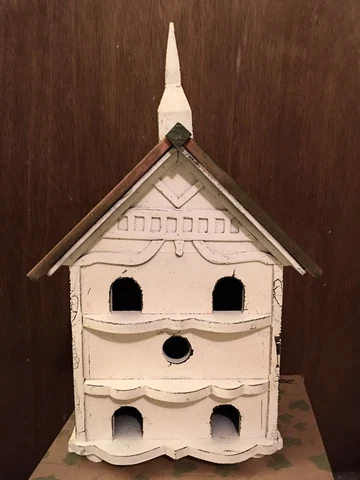 RARE-Mud Pie VERANDAH MOSS BIRDHOUSE-STEEPLE  CHABBY CHIC VICTORIAN WOODEN Cover