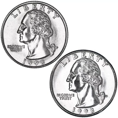 1998 P & D Washington Quarter Year Set Proof & BU US 2 Coin Lot - Image 1 of 4