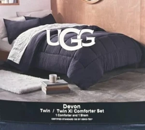 UGG Devon Twin/Twin XL Navy Blue  Comforter Set 66”x90” New - Picture 1 of 3