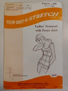 Swimsuit Front Skirt 14 Kwik Sew Knit 160 Sewing Pattern VTG One Piece Modest - Picture 1 of 8