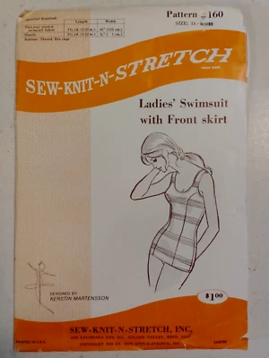Swimsuit Front Skirt 14 Kwik Sew Knit 160 Sewing Pattern VTG One Piece Modest - Image 1 of 4