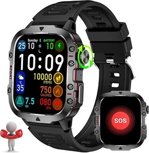 Robuste taktische Smartwatch 1,96" Screen Tracker für Samsung Galaxy S23 - Bild 1 von 7