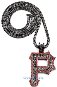 Letter P Pendant 36 Inch Necklace with Crystal Rhinestones Hip Hop Chain - Picture 1 of 18