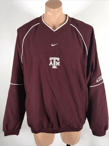 Vintage Nike Texas A&M AM Aggies Maroon Burgundy Pullover Windbreaker Jacket L Cover