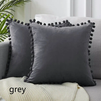 2x Capa de Fronha para Sofá Pom Almofada Veludo Decoração para Casa Cama Nova - Imagem 1 de 4