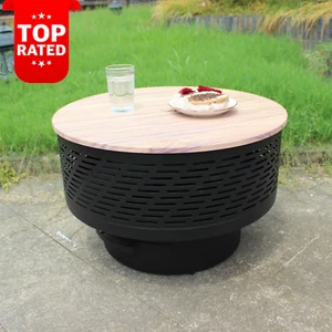 26" Wood Burning Outdoor Fire Pit BBQ Grill Lid Poker Waterproof Cover Table - Picture 1 of 12