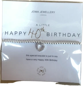 Joma Jewellery Metallic Silver 'happy 40th Birthday' Bracelet One Size
