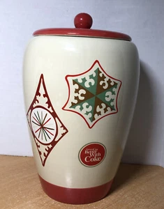 Coca-Cola Things Go Better With Coke Christmas Holiday Ceramic Cookie Jar 9” - Picture 1 of 10